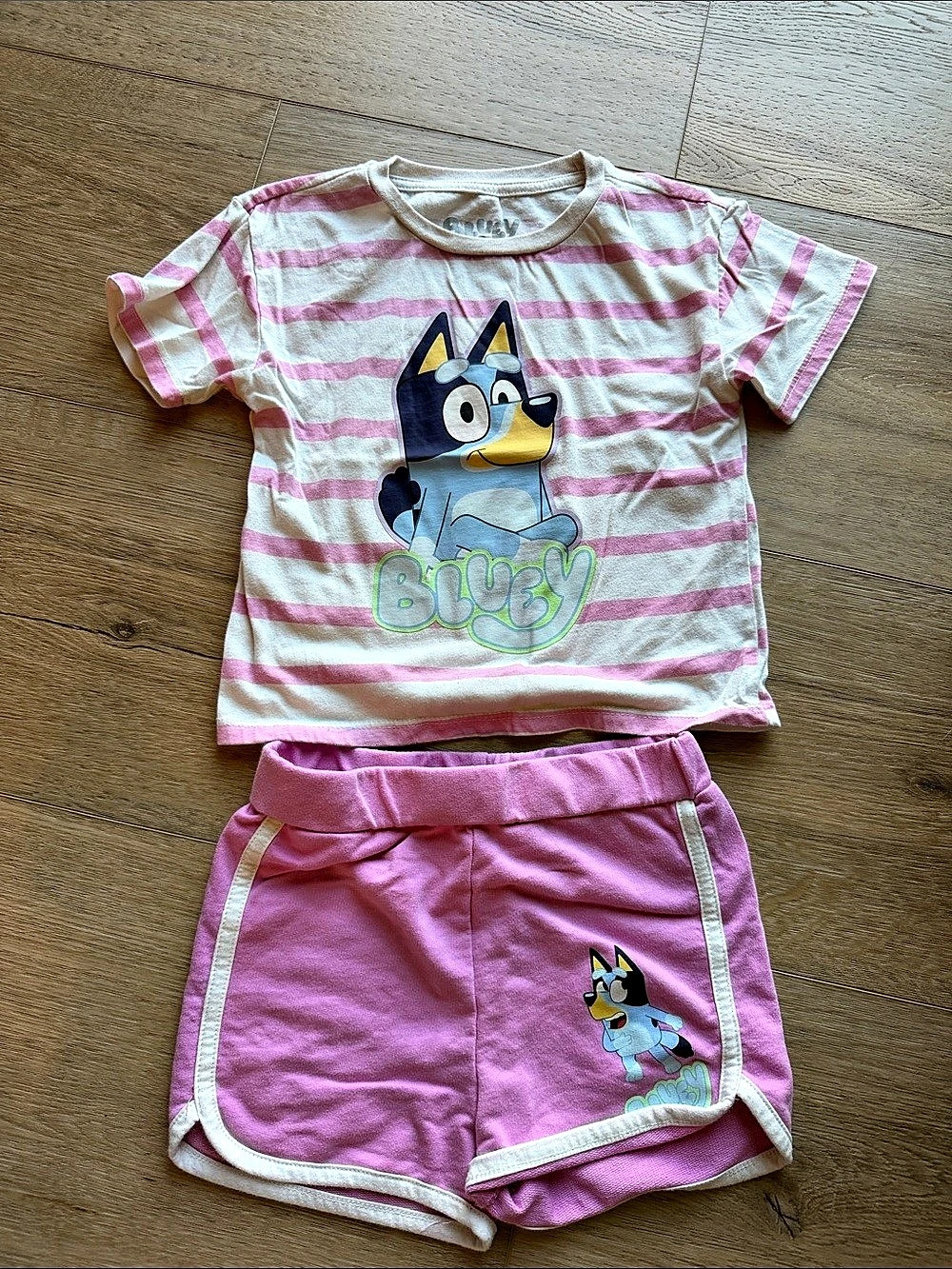 Bluey T-Shirt and Shorts Outfit Set Girls 4T Pink & White